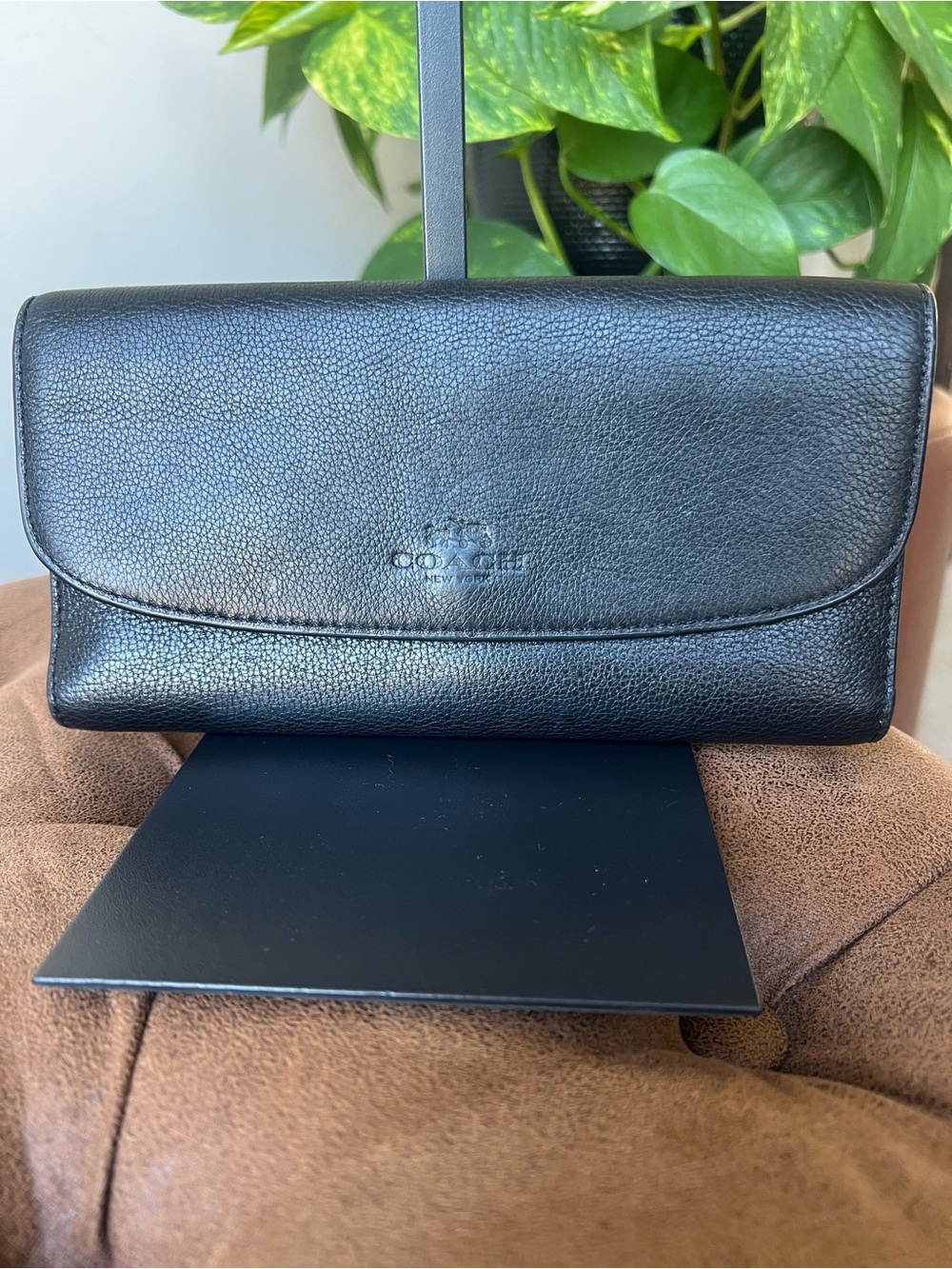 Coach Black Pebbled Leather Wallet Style F56488